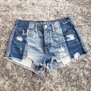 SOLD LOT AE | Vintage High Rise Ultra Distressed Festival Denim Jean Shorts 2